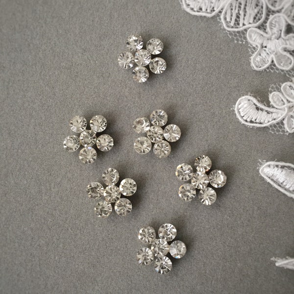 6 x Cabochons de fleurs en diamants Embellissement de fleurs en strass Cabochons de fleurs en cristal Fourniture de casque (0493,0494)