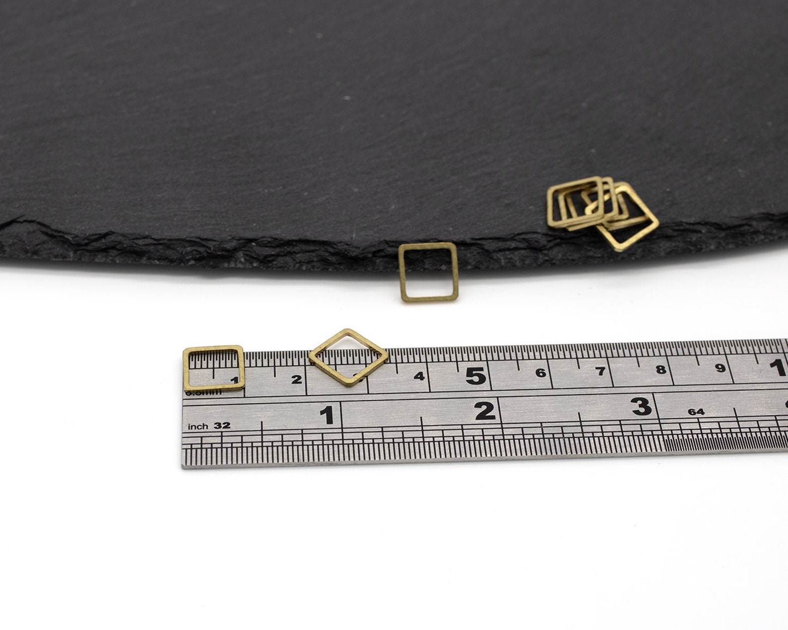 Square Connector Rings 18 X Raw Brass 10mm Square Connectors, Open Square Brass Links, Square ...