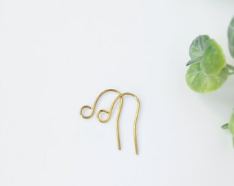 20 pairs x Plain Raw Brass Ear Wire Gold Tone Earring Hooks 19mm Brass Earring Hooks (C0604)