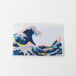 Sea Wave Iron-on Patch, Ocean Wave Embroidery, Japanese Wave Motif, DIY Wave Applique, Wave Badge, The Great Wave Patch, Kanagawa Wave Badge