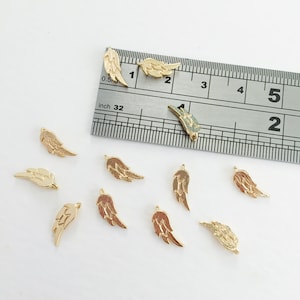 2 x Real Gold Plated Wing Charms, 18K Gold  Wing Charms, Tiny Wing Pendants in Gold, Minimalist Necklace Pendant (0270)