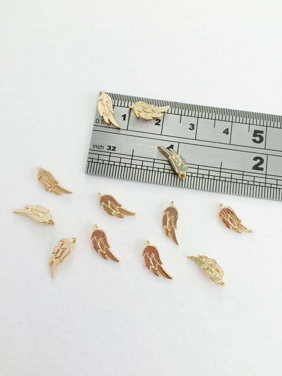 2 x Real Gold Plated Wing Charms, 18K Gold  Wing Charms, Tiny Wing Pendants in Gold, Minimalist Necklace Pendant (0270)