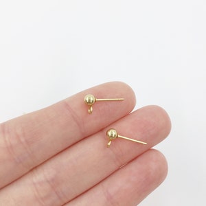 10 pairs x Gold Stainless Steel Ball Earring Studs, Ball Earring Stud Findings, Stainless Steel Earring Blanks, 4mm Ball Studs (1279)