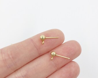 10 pairs x Gold Stainless Steel Ball Earring Studs, Ball Earring Stud Findings, Stainless Steel Earring Blanks, 4mm Ball Studs