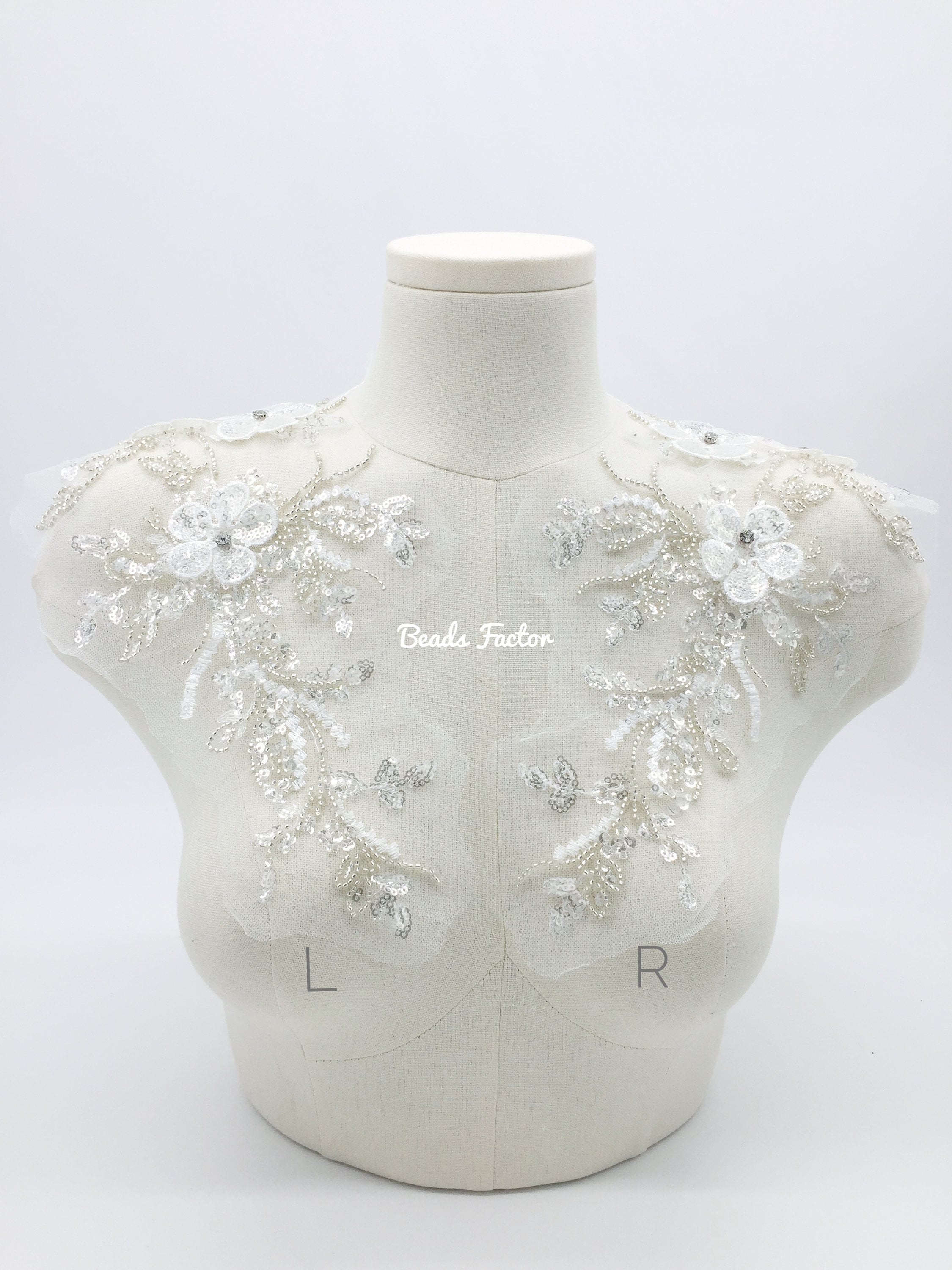 Appliques Ali Di Angelo In Pizzo Ricamato - 31x11 Cm O 39x15 Cm, Per Abiti Da Sposa O Serata - Foto 2