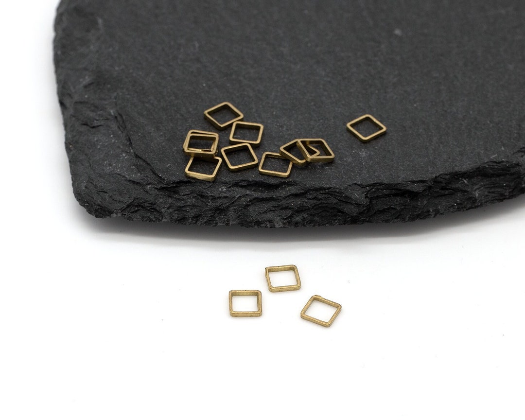 Square Connector Rings 40 X Raw Brass 5mm Square Connectors, Open Square Brass Links, Square ...