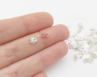 110pcs x Silver Earring Nuts, Brass Butterfly Backs, Earring Scroll Backs, Earring Backs for Studs, Jewellery Findings