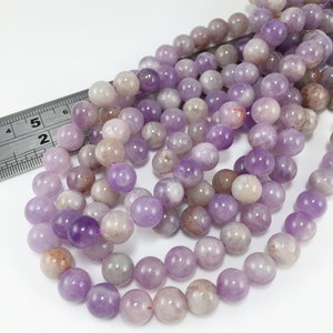 1 strand x 8mm Lavender Jade Beads, Round Jade Beads, Natural Gemstone Drilled Beads, Pastel Purple Mala Beads (3066-8)