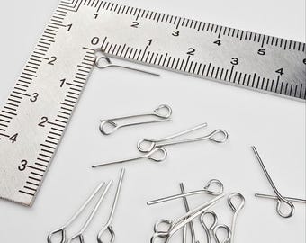 200 x Stainless Steel Eye Pins, 15x0.7mm Silver Eye Pins for Drilled Beads 15mm Eye Pins (2366)