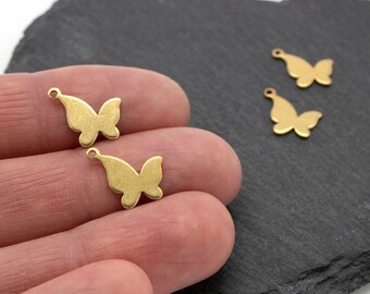 8 x Brass Butterfly Charms, Raw Brass Butterfly Pendants, Solid Brass Butterfly Earring Charms (C0619)