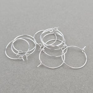 5 pairs x 925 Sterling Silver Plated Stainless Steel Hoop Earring Wire 20mm Beadable Earring Hoops (1912)