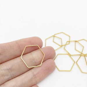 4 x Gold Hexagon Linking Rings, Gold Stainless Steel Hexagon Links, 22mm Closed Hexagon Connectors, Hexagon Jewelry Links (3317)