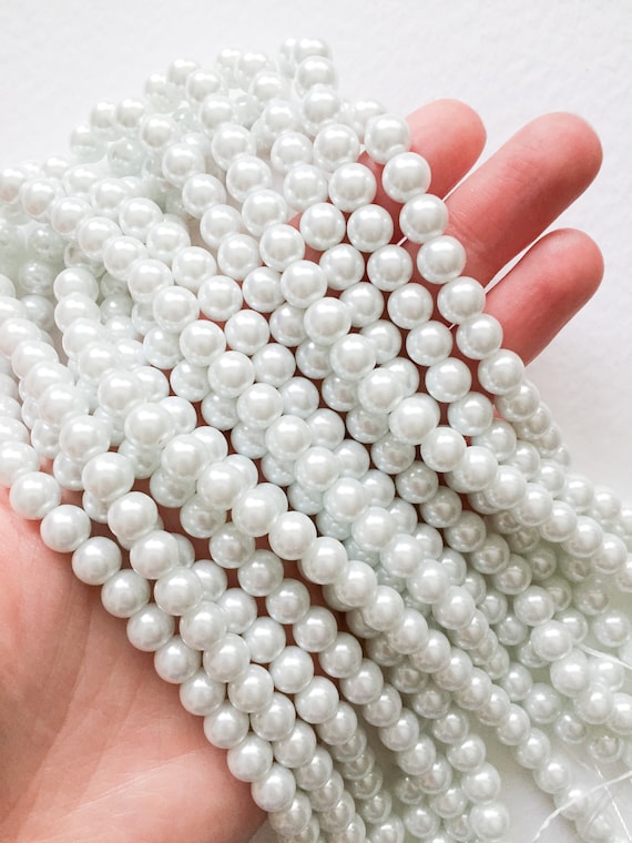 A Perlas de color blanco de 8mm para manualidades y bisutería