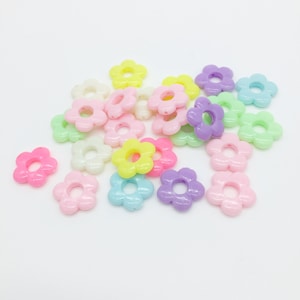50 x Multicolor Blumen Perlen, Acryl Blumen Perlen, Pastell Blumen Perlen, Bunte Blumen Perlenrahmen (3379,3380)