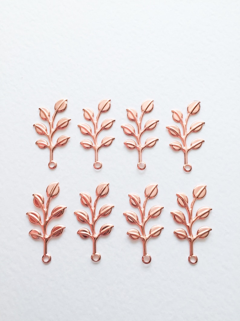 10 X Rose Gold Leaf Branch Charms Laurel Leaf Charms Tiara Etsy