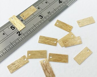 18 x Textured Raw Brass Rectangle Pendants, Raw Brass Geometric Charms, Textured Brass Flat Rectangular Charms (0792)