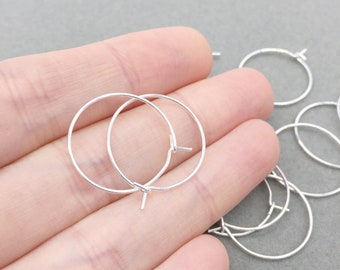 5 pairs x 925 Sterling Silver Plated Stainless Steel Hoop Earring Wire 20mm Beadable Earring Hoops (3757)