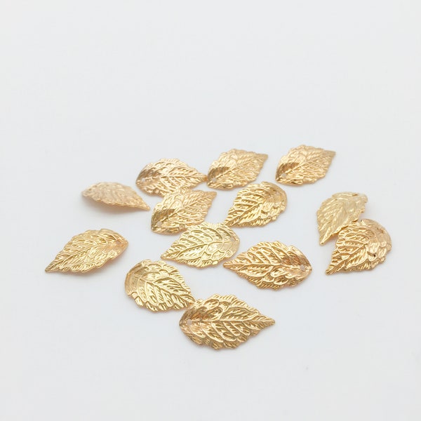 12 x Champagne Gold Leaf Charms Warm Gold Leaf Beads Metal Leaves Rose Gold Leaf Pendants for Tiara Making Headpiece Supply