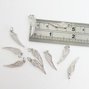 2 x Real Platinum Plated Wing Charms Brass Wing Charms Wing Pendants in Silver Tone (0265)