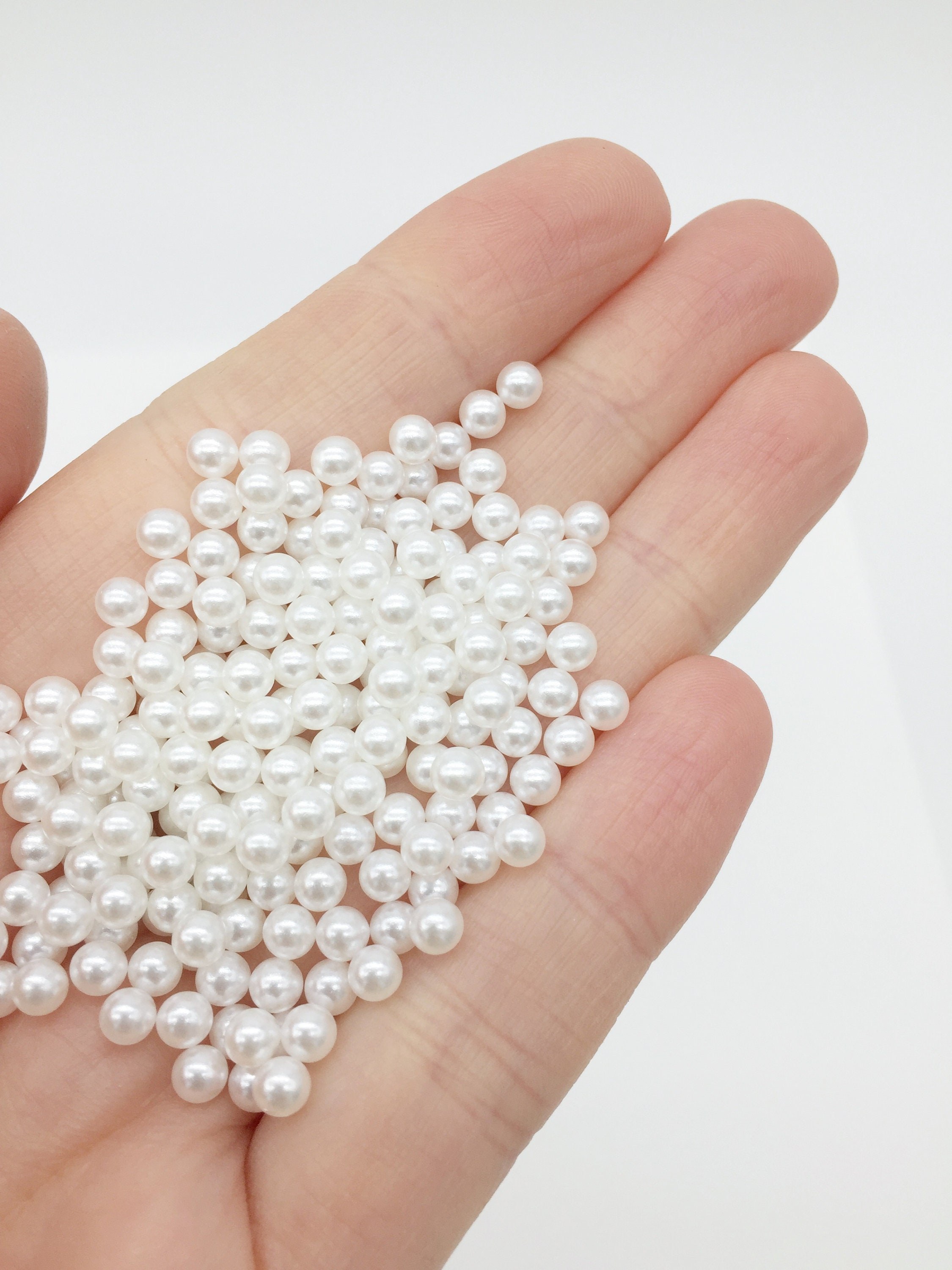 300 x 4mm Pearl Beads Soft White Pearls No Hole Round Pearl Beads Acrylic Pearl Beads Bridal White Pearls for Jewelry Making (3242)