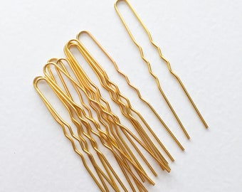 10 x Gold Tone Bobby Pins Golden Hair Pins DIY Hair Pins 72mm Long