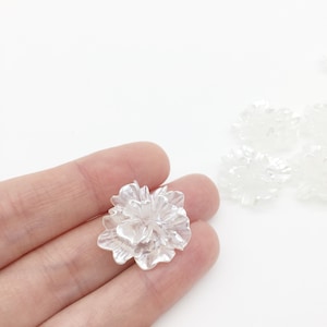6 x Carnation Flower Embellishments, Pearlised Carnation Flower Cabochons, Flat Back No Hole Flower Beads (3529)