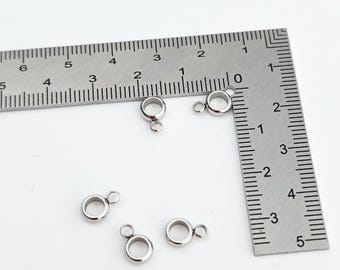 20 x Stainless Steel Bail Beads Silver Tone Charm Hanger Beads Charm Carrier Beads 9x6mm Donut Bail Beads (0242)