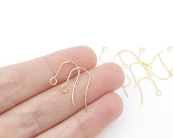 BULK 100pcs x 18K Gold Plated Stainless Steel Plain Fish Hook Earring Wire