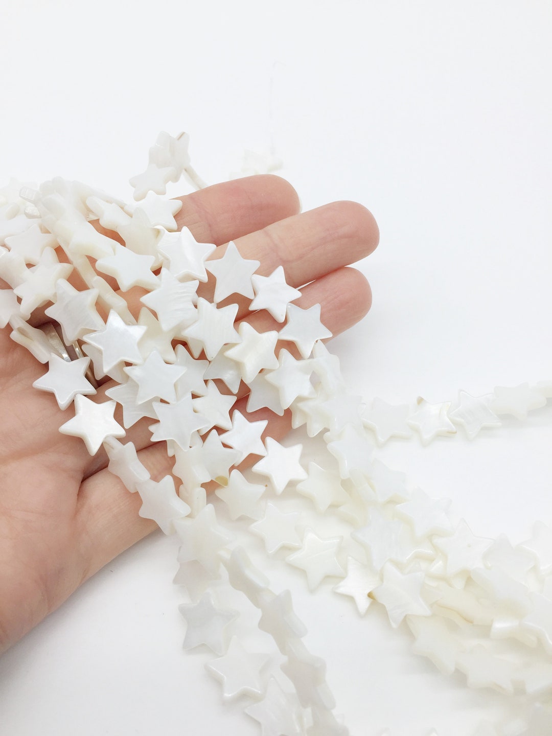 Shell Pearls Star 1 Strand X 12mm Mother of Pearl Star Beads, Star Shaped Shell Beads ...