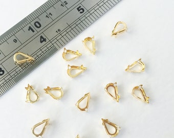 12 x 6x10mm Gold Tone Brass Setting for Pear Cut Stones Setting for Crystals Claw Setting for Rhinestones (0941)