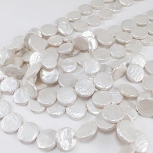 1 strand x Coin Pearl Beads Keshi Pearls Shell Pearls Freshwater Pearl Beads Keshi Pearl Tiara Making Pearls Jewelry Making Beads (3096)