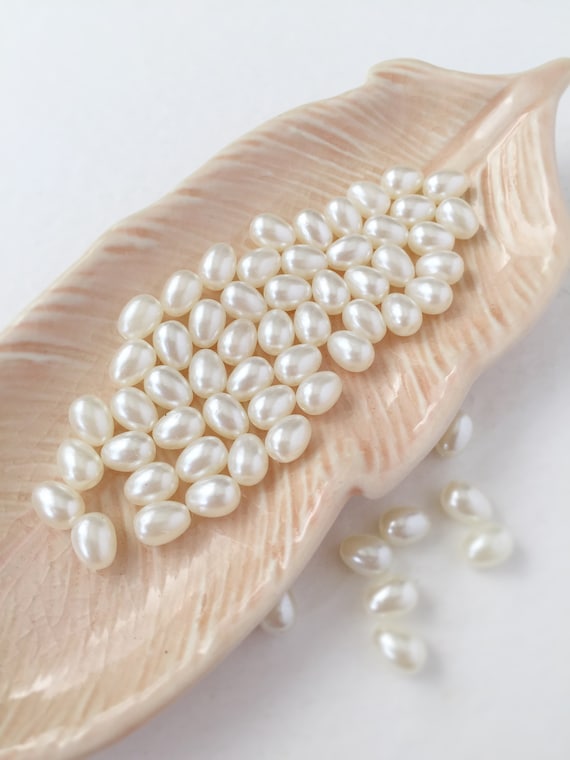 100 X 7x5mm Pearl Beads Ivory Pearls Freshwater Pearl Imitation