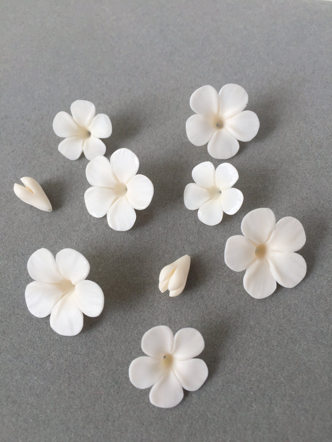 10 Pcs. Calla White Polymer Clay Flowers, Polymer Clay Flower Bead 
