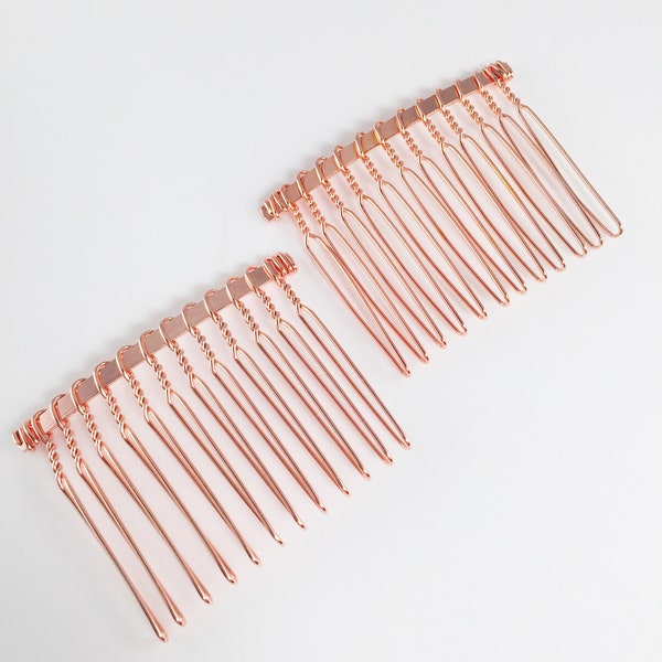 6 x Rose Gold Hair Combs Medium Size Hair Comb Base Wire Hair Combs DIY Hair Combs Tiara Making Base in Rose Gold