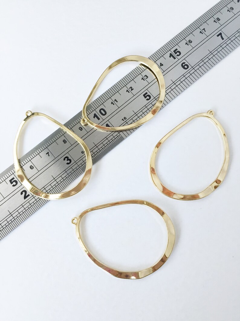 Gold Plated Earring Drops Earring Pendants Wavy Drop Charms 0877 4 x Large Gold Irregular Drop Pendants