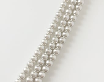 1 strand x 6mm Antique White Pearl Beads, 6mm Vintage Crystal Pearl Beads, Glass Pearl Beads, Good Quality Beads Tiara Making (3047)