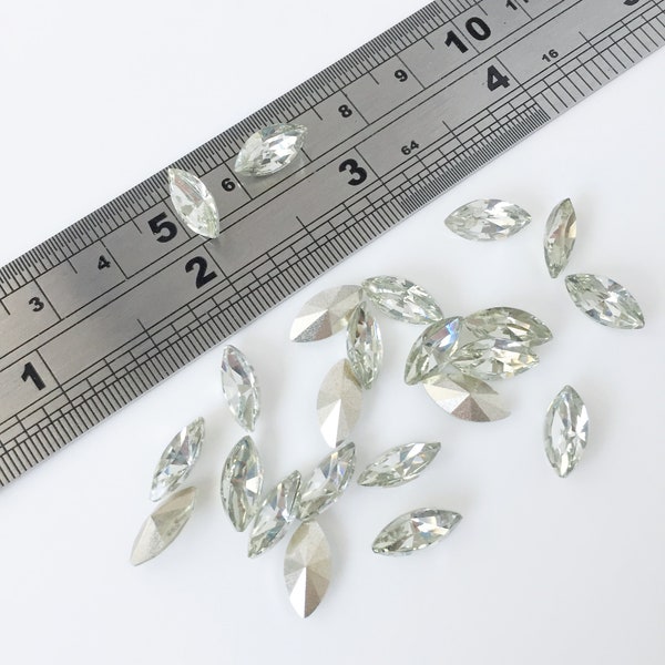 36 x 6x12mm Crystal Clear Navette Rhinestone Foiled Back Rhinestone Marquise Cut Crystals Marquise Rhinestone (2308)