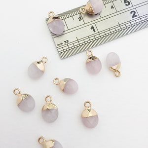 2 x Rose Quartz Pendants, Rose Quartz Charms, Faceted Rose Quartz Beads (0255)