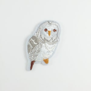 Cute Owl Iron-on Patch, White Owl Badge, Embroidered Owl Motif, Tiny Owl Applique, Owl Embroidery, DIY Patch