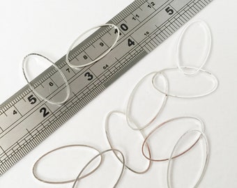 12 x Silver Oval Connectors, 30mm Silver Plated Brass Oval Connectors, Oval Linking Rings, Silver Connectors, Silver Oval Links (0922)