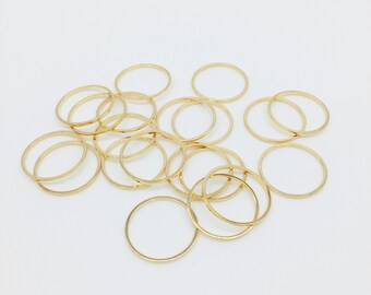 20 x Gold Hoop Connectors, Gold Plated Round Linking Rings, Brass Circle Links, 20mm Closed Round Connectors (1759)