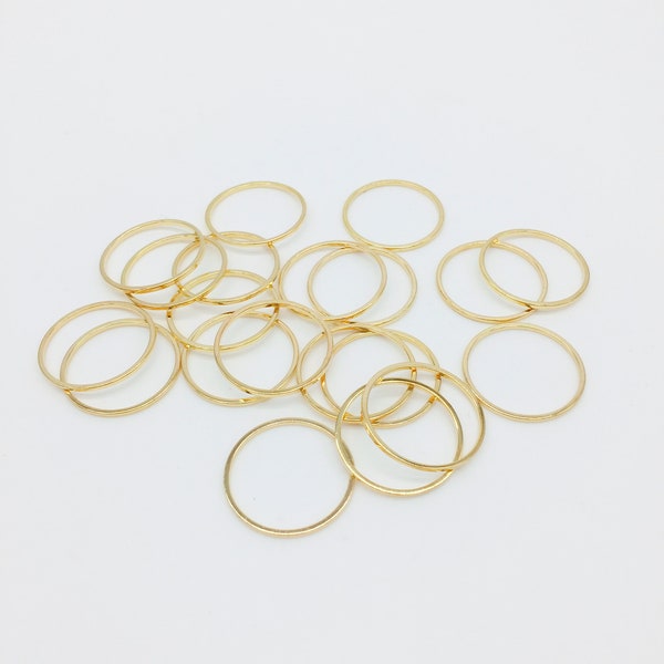 20 x Gold Hoop Connectors, Gold Plated Round Linking Rings, Brass Circle Links, 20mm Closed Round Connectors (1759)