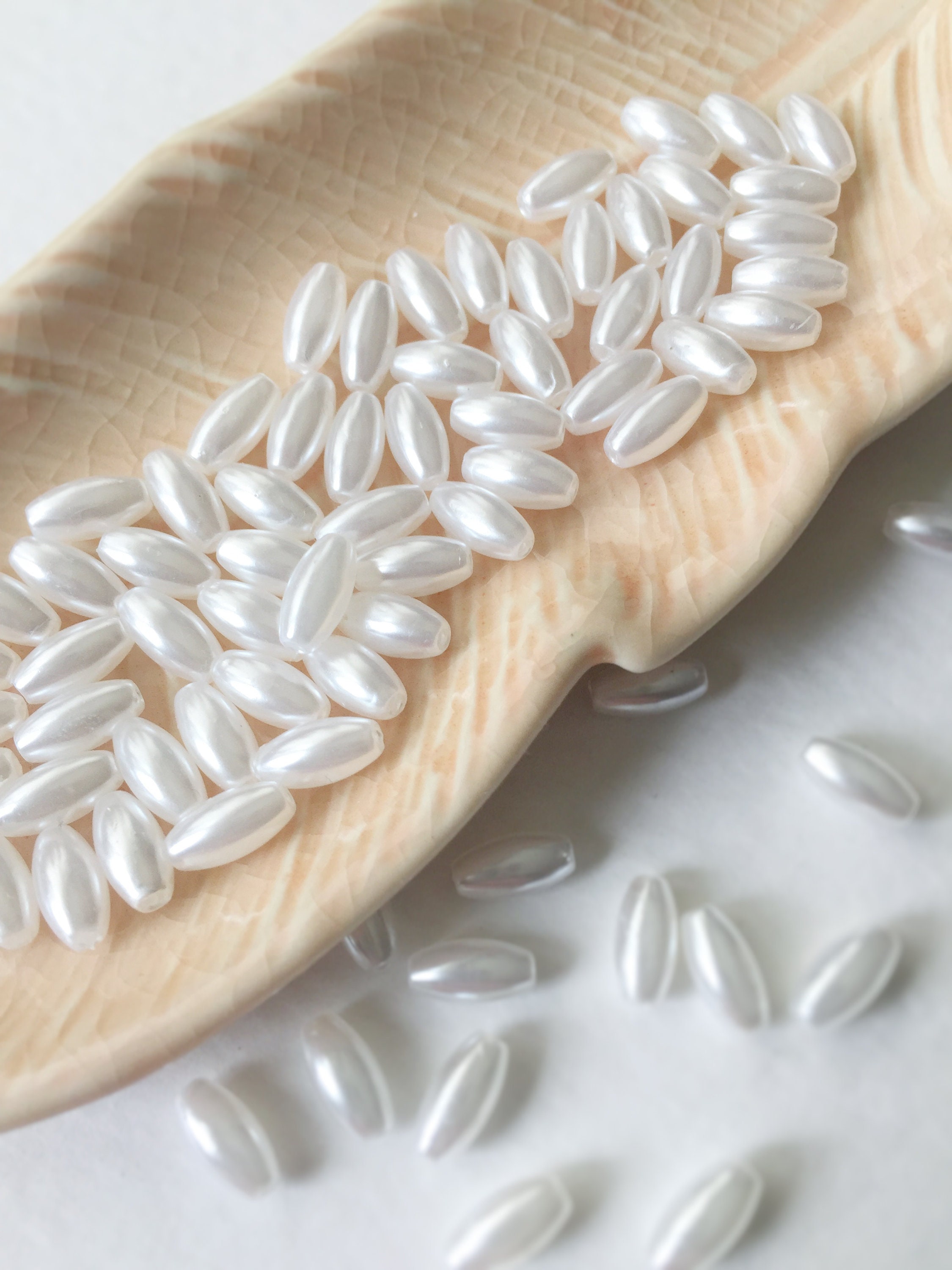 8x4mm Rice Pearl Beads Ivory Rice Pearl Beads Acrylic Rice Etsy