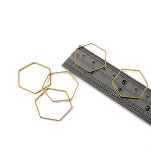 10 x Raw Brass 29x25mm Hexagon Connectors, Open Hexagon Brass Links, Linking Hexagon Pendant, Jewelry Findings (C0164)