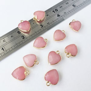 1 x Facettierter Jade Herz Anhänger, Edelstein Herz Anhänger, Pink Jade Herz Anhänger, Jade Perlen (0515)