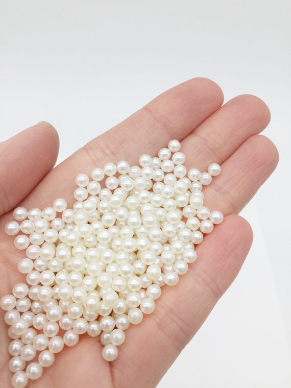 300 x 4mm Pearl Beads Ivory Pearls No Hole Round Pearl Beads Acrylic Pearl  Beads Off-white Pearls for Jewelry Making (3370))