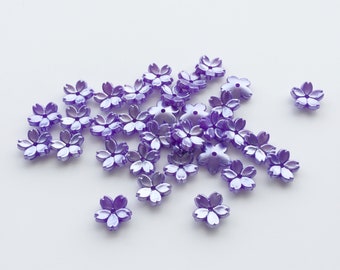 50 x Lavender Flower Beads Acrylic Sakura Flowers Light Purple Flower Beads Violet Flower Beads (3678)