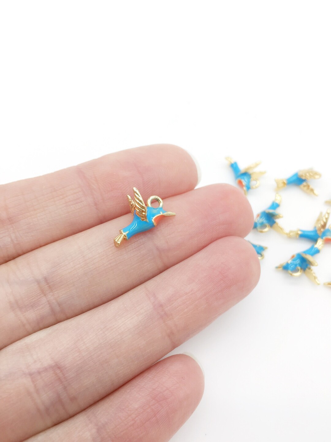 2 X Real Gold Plated Hummingbird Charms 18K Gold Hummingbird Charms ...