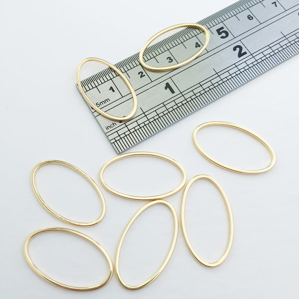 4 x 18K Gold Plated Oval Connectors, Gold Jewellery Connectors, Gold Oval Linking Rings, Gold Oval Links, Earring Connectors (0201)