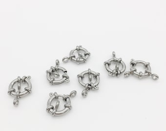 1 x 12.5mm Stainless Steel Spring Ring Clasp Silver Tone Jewellery Clasp (SS010)